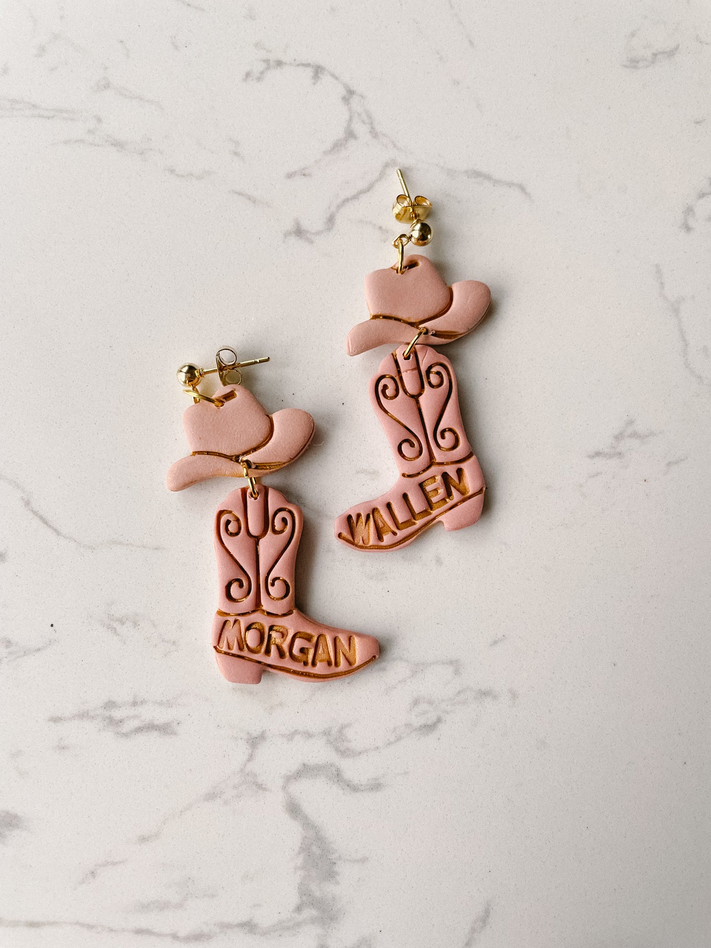 Morgan Wallen Country Music Cowboy Boot Handmade Polymer Clay Earrings