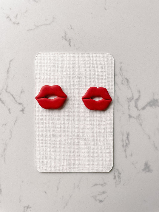 Red Lip Clay Studs