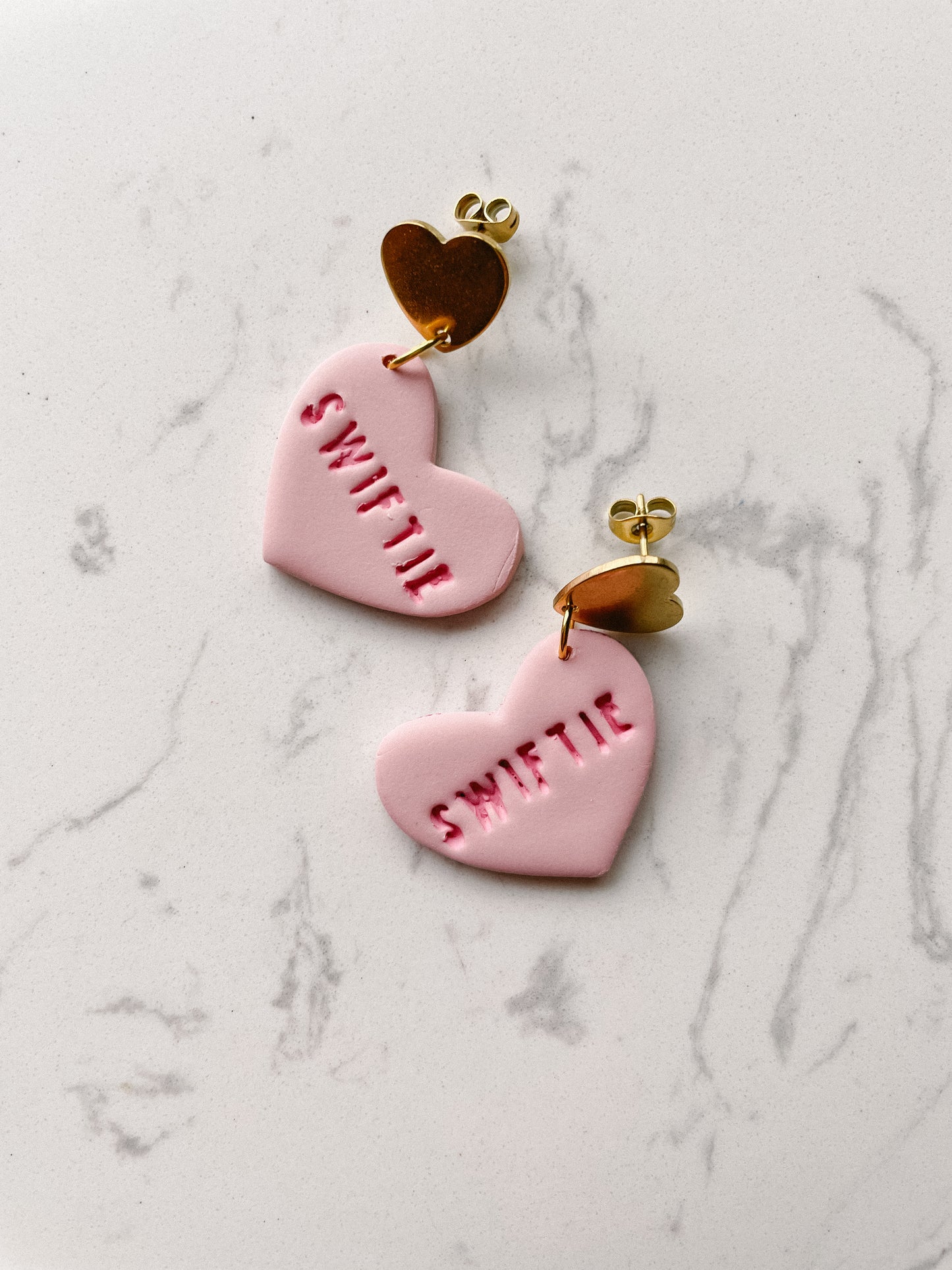 Swiftie Heart Clay Earrings