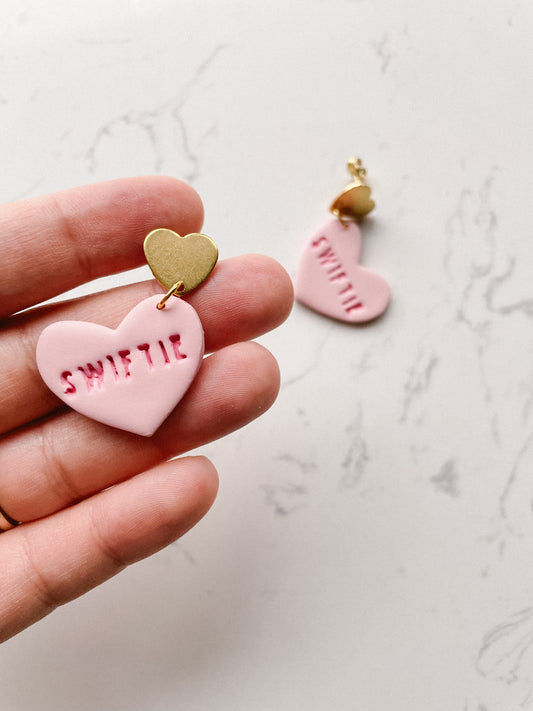 Swiftie Heart Clay Earrings