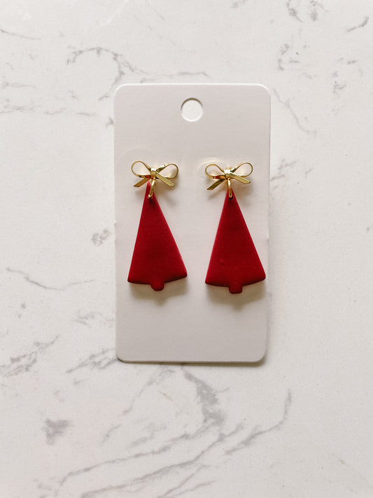 Simple Christmas Tree Clay Earrings