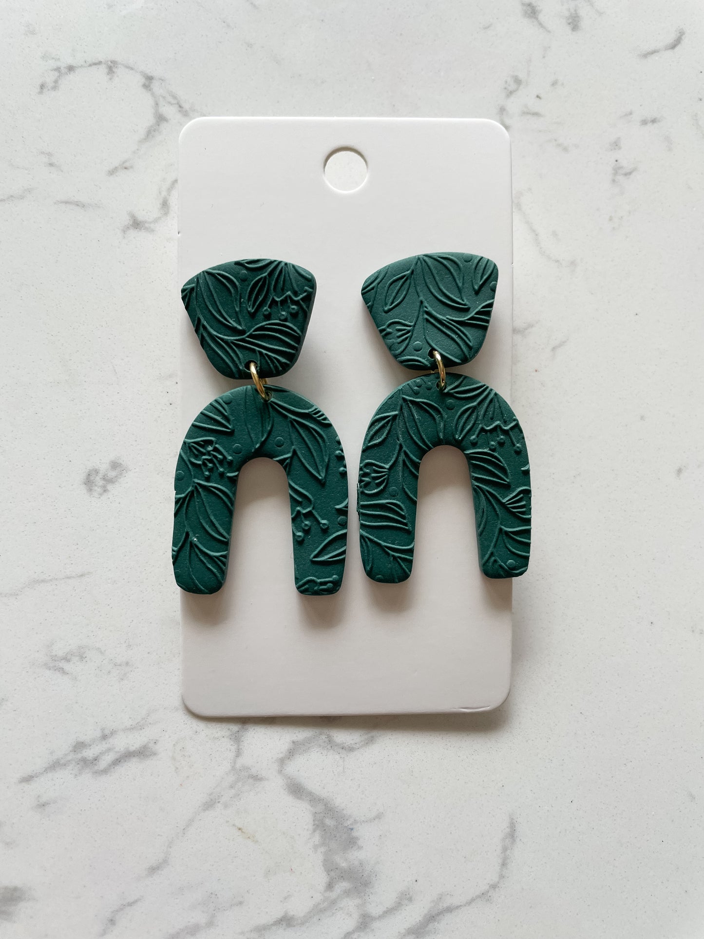 Neutral Green Arch Polymer Clay Earrings