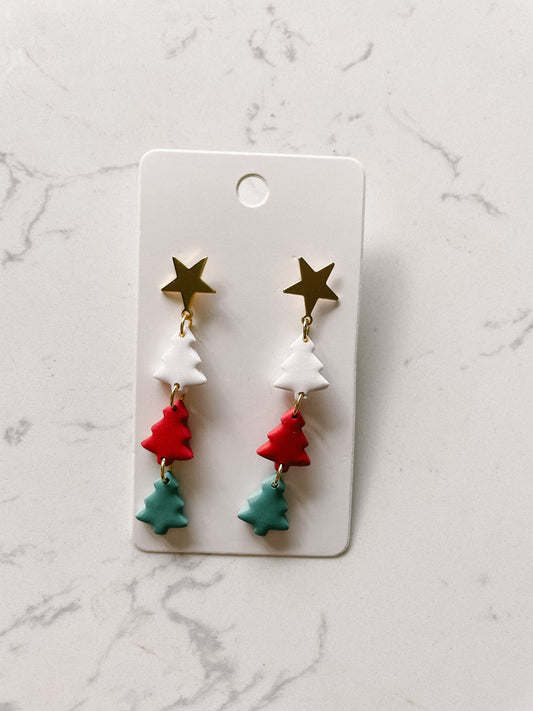 Christmas Tree Dangle Clay Earrings