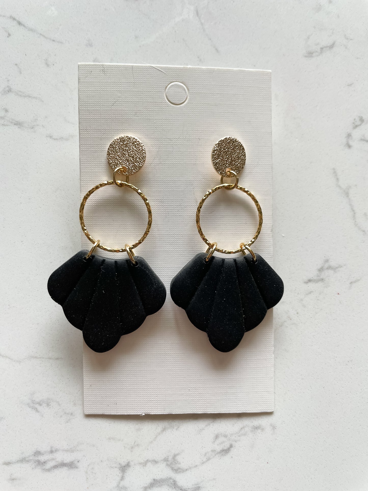 Neutral Black Shell Polymer Clay Earring