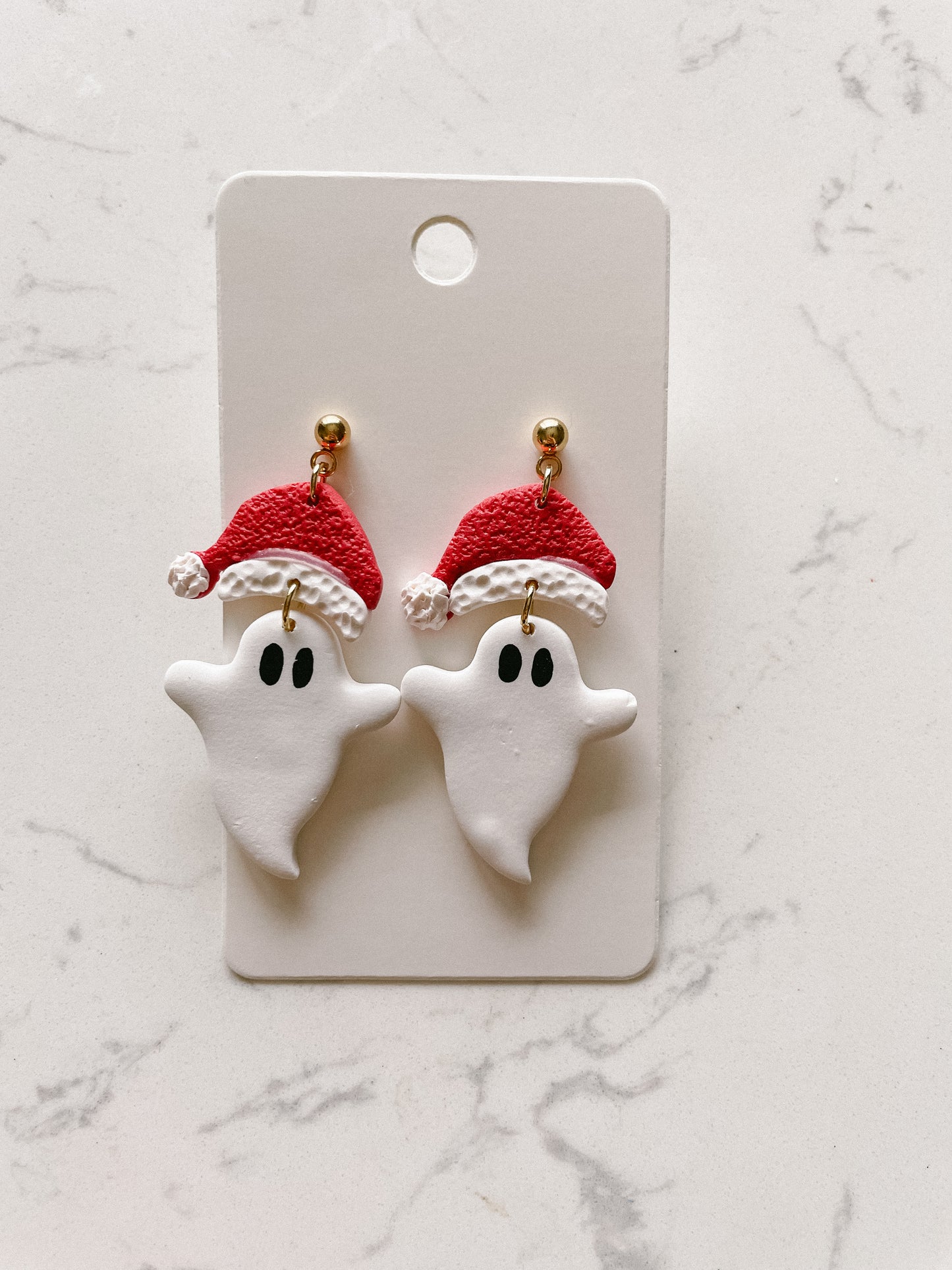 Santa Ghosts Clay Christmas Earrings