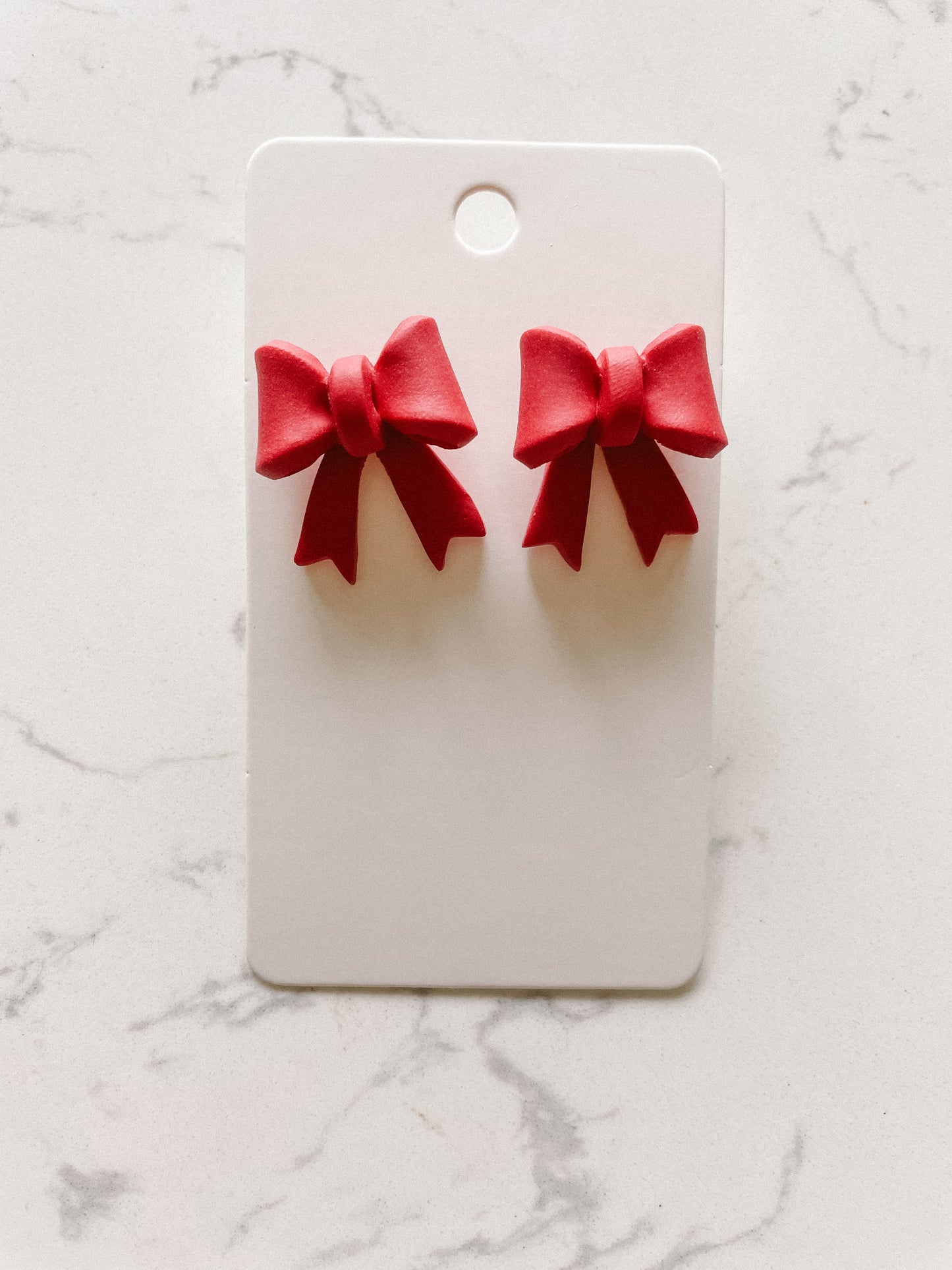 Red Bow Clay Earrings for Christmas