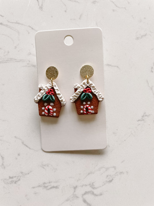 Gingerbread House Polymer Clay Earrings