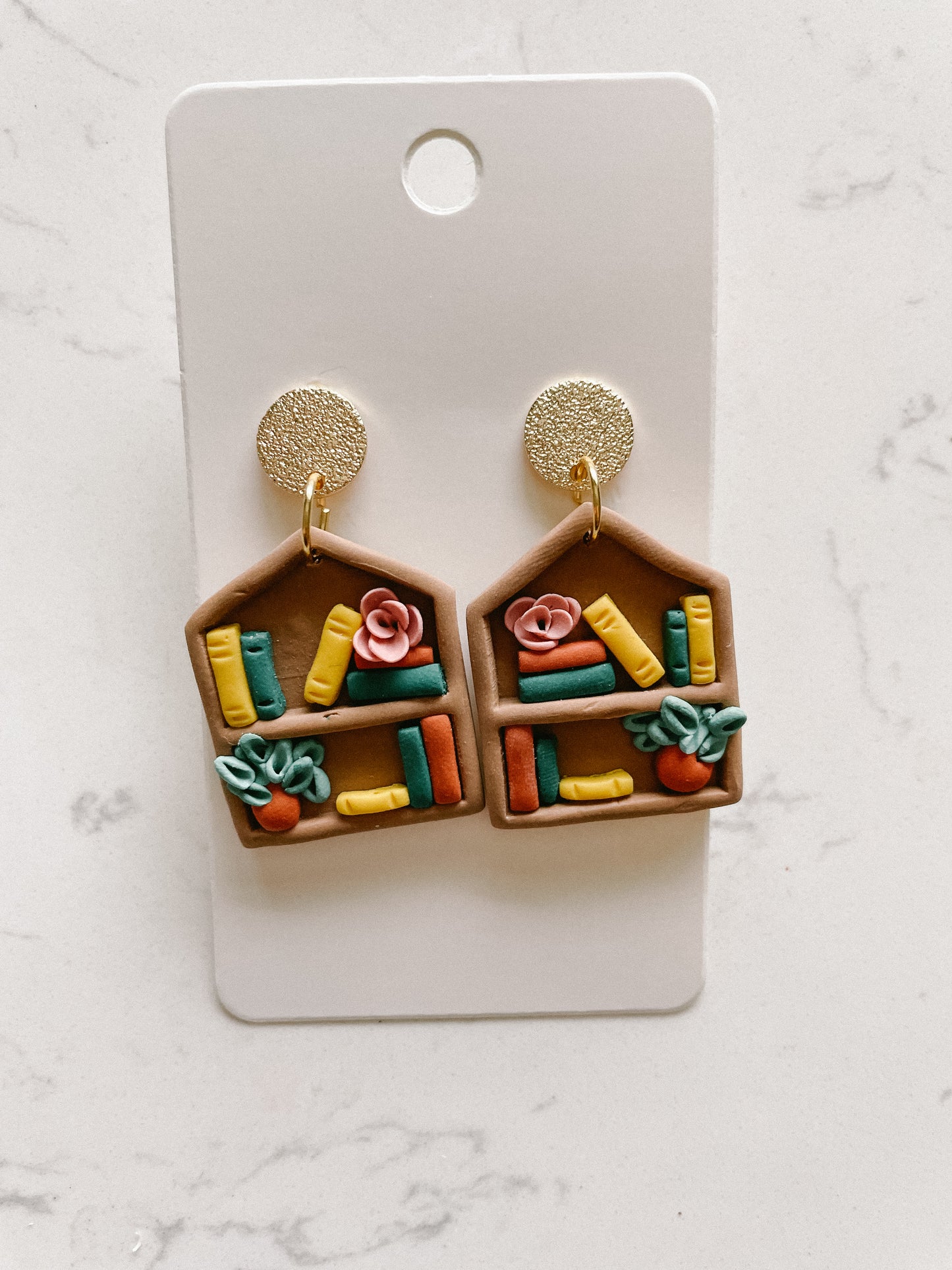 Polymer Clay Book Earrings For Book Lovers | Readers | Bookshelf