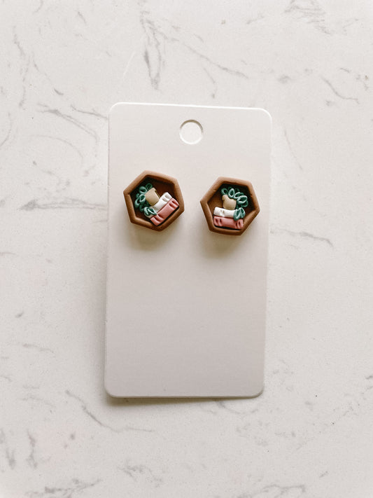 Polymer Clay Book Stud Earrings