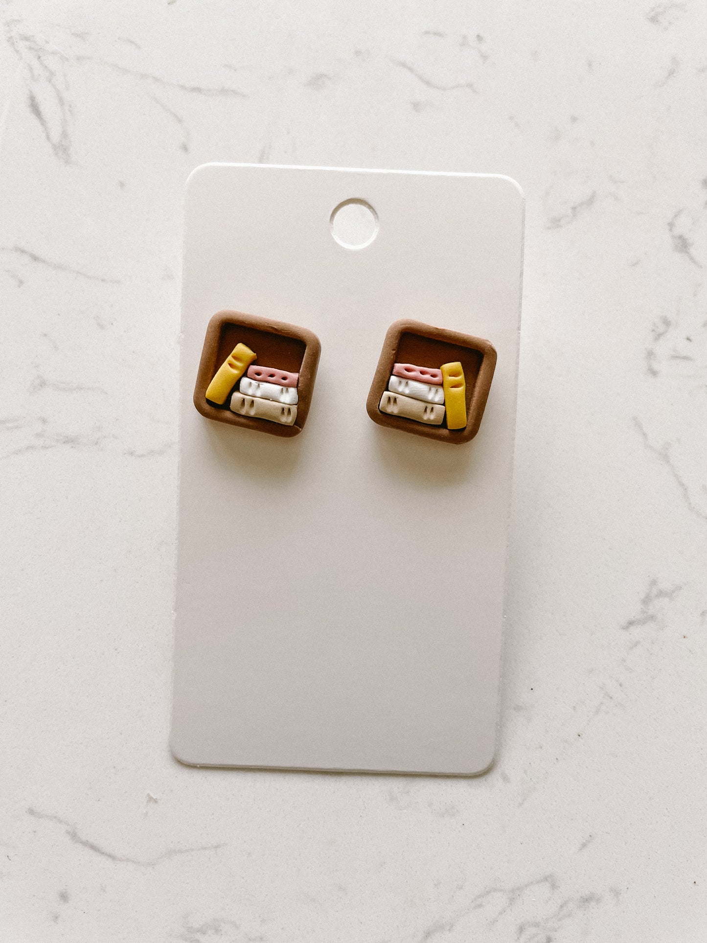 Polymer Clay Book Stud Earrings