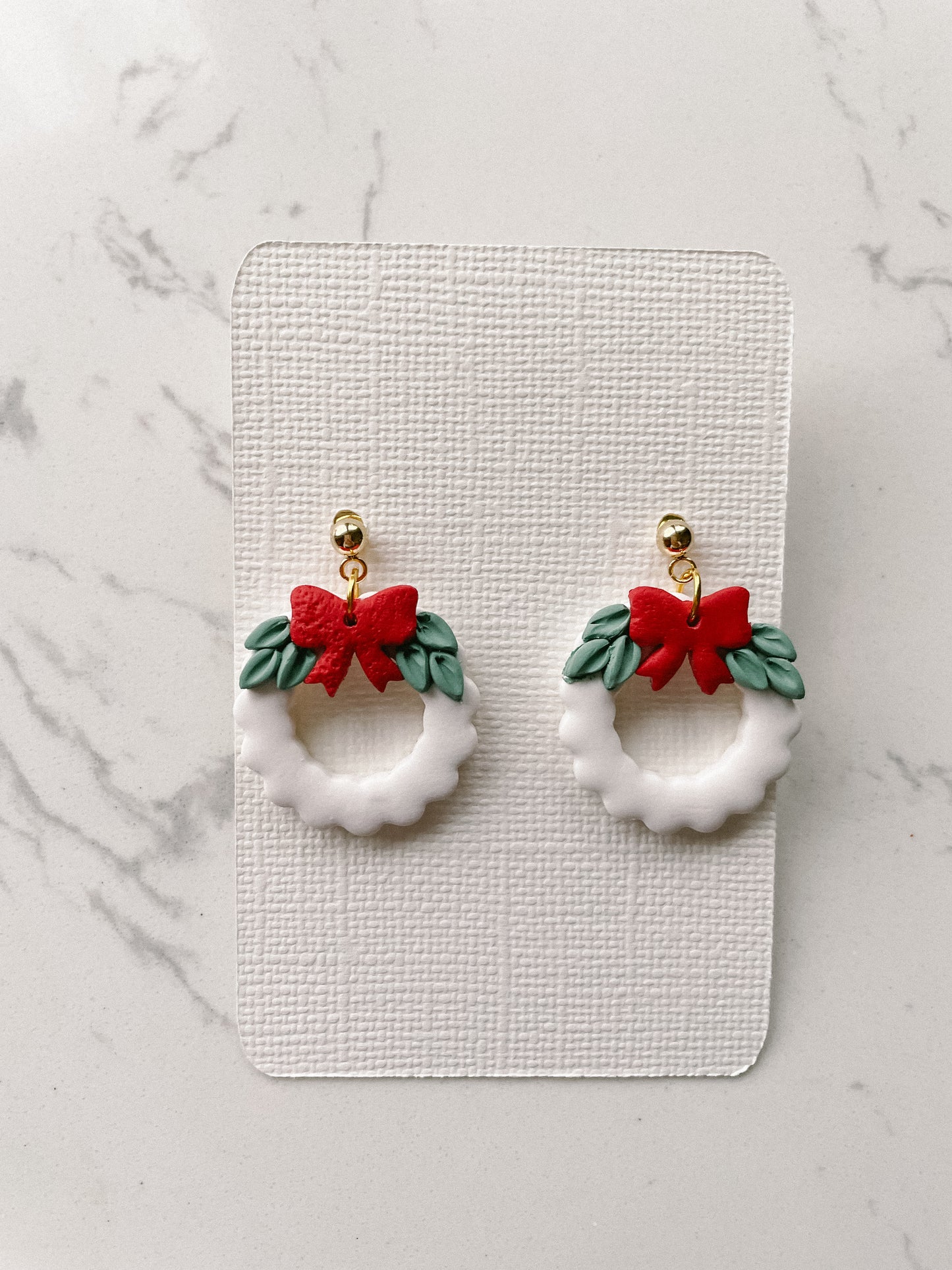 Christmas Wreath Handmade Polymer Clay Earrings